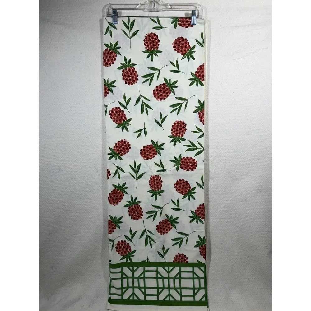 Pomegranate‎ Fruit Print Tablecloth 92x60 Cotton Green White Decorative